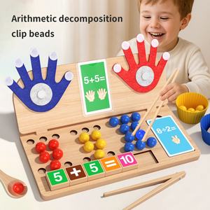 Nouvelles perles Montessori pour l'apprentissage des <span class=keywords><strong>math</strong></span>ématiques, jouets éducatifs en bois pour la décomposition arithmétique, perles à clipser pour le comptage au doigt pour enfants - Product Image 3