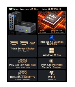 Gmktec M3 cộng với Intel i9-12900HK Mini <span class=keywords><strong>PC</strong></span> Win 11 2X DDR5 3200MHz PCIe 3.0 NVMe SSD wifi6 bt5.2 ba màn hình hiển thị <span class=keywords><strong>PC</strong></span> trò chơi - Product Image 2