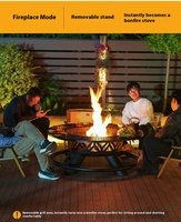 Poêle à bois multifonctionnelle en acier pour l'extérieur - Barbecue, table de cuisson et foyer à thé avec piqueur pour la cour de la maison