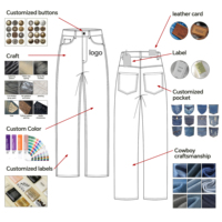 Jean Streetwear Marbré Délavé à l'Acide avec Motif Nuage et Rayures d'Encre Fumée, Coupe Décontractée, Taille Haute, Coupe Droite Oversize, Personnalisé