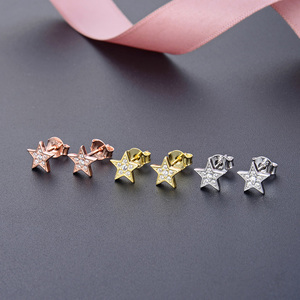 <span class=keywords><strong>POLIVA</strong></span>-pendientes de plata de primera ley con forma de estrella para mujer, aretes pequeños, plata esterlina 925, color dorado, 2020 - Product Image 2