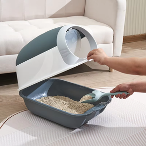 Caja de Arena para Gatos Rectangular de Material PP, Capacidad Extra Grande de 20L, 50x35x36 cm, Tapa Abatible, a Prueba de Olores - Product Image 1