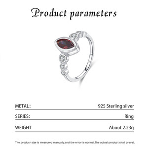 S925 <b>Silver</b> <b>Garnet</b> <b>Ring</b> With Round Brilliant Cut Diamonds Bezel Setting Classic Women's Gemstone <b>Ring</b> Everyday Wear - Product Image 2