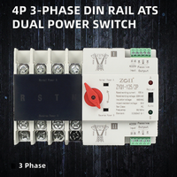 Interrupteurs de transfert automatique double alimentation 4P 3 phases 220V sur rail DIN pour onduleur PV, 100A, commutateur de conversion