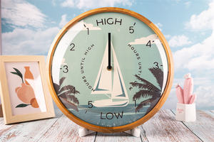 Toptan çam ahşap dekorasyon fonksiyonel için çerçeve gelgit duvar saatleri - Product Image 2