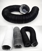 Tuyau composite noir flexible, conduit de ventilation en feuille d'aluminium PVC, tuyau de cheminée extensible, ventilateur d'extraction de cuisine, tuyau de séchage