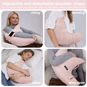 Coussin de soutien pour bras en forme de U réglable avec poche pour la récupération des épaules et le soutien corporel en rose - Product Image 3