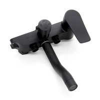Ensemble de douche et bain contemporain noir avec mitigeur apparent pour salle de bain