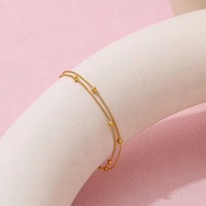 Joyería Personalizada, Pulsera de Doble Capa con Cuentas de Hueso de Serpiente, Chapada en Oro de 18K, Acero Inoxidable, para Mujer, Venta al Por Mayor - Product Image 4