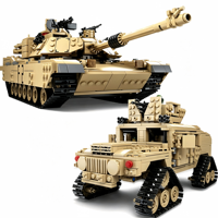 AJB - Juego de Bloques de Construcción M1A2 Abrams Mbt, Camión 2 en 1, 1463 Piezas, Regalo