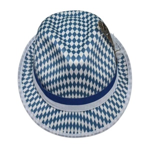 Vintage Faux Leather Fedora <b>Hat</b> with Diamond Pattern for Party & Travel Costume - Product Image 3