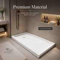 Receveur de douche rectangulaire en marbre cultivé, style moderne, antidérapant, pour salle de bain, hôtel, appartement, en pierre artificielle durable