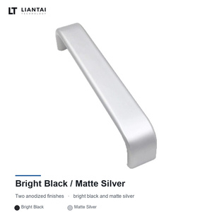 Poignée de tirage en U en alliage d'aluminium 6063 T5 anodisé, tube carré, pour meubles, quincaillerie d'armoires, noir brillant, argent mat - Product Image 4