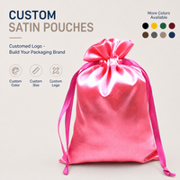 Pochette en satin avec cordon de serrage, logo personnalisé, sac en soie pour bijoux, cadeau de mariage, cosmétiques, emballage cadeau