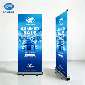 <span class=keywords><strong>Banner</strong></span> Enrollable Retráctil con Impresión Personalizada <span class=keywords><strong>100x200</strong></span>, Soporte de Exhibición Portátil Plateado Premium para Promoción en Exposiciones - Product Image 1