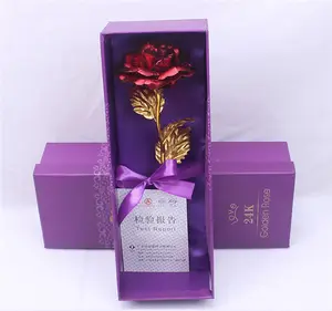 Qslhc852 presente do dia dos namorados, folha de ouro 24k rosa de ouro com caixa de presente