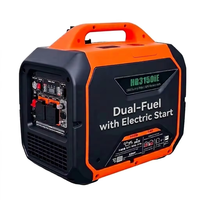 Générateur Inverter Super Silencieux 3000W Double Carburant Essence/Gaz, Centrale Électrique Portable à Démarrage Électrique Instantané
