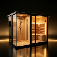 Ruang Sauna Kayu Cedar Merah Desain Modern untuk Rumah, Vila, Spa, Pijat, Pemanas Ruangan Uap Kayu Indoor Outdoor, Shower Inframerah