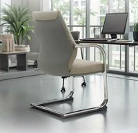 Chaise de conférence ergonomique avec base en métal chromé, rembourrée, accoudoirs en cuir PU, chaise d'attente de bureau