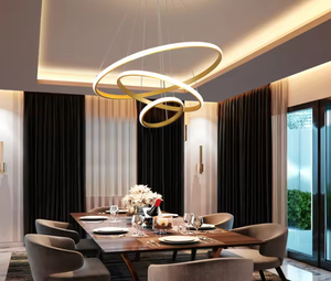 Zeal Lighting Round Geometric Hotel Metal Chandelier Designer Led Pendant Light Gold - Product Image 3