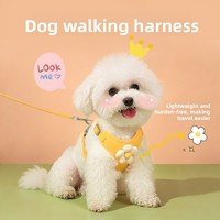 Harnais réglable anti-traction pour animaux de compagnie, avec ornement floral 3D, en velours côtelé, confortable, pour petits chiens, pour la marche en intérieur et en extérieur