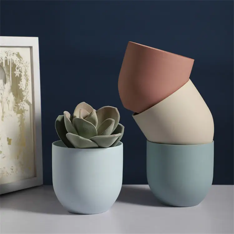 Matte design modern nordic style wedding decoration home decor mini clay succulent pots for green plants