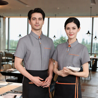 Vêtements de service sur mesure en coton mélangé de luxe pour hommes et femmes, pour le personnel de bar, de restaurant et d'hôtel