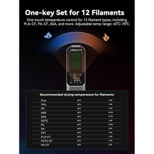 Boîte de séchage pour imprimante 3D Creality Space Pi, double chauffage 360°, écran tactile, commande du ventilateur, filament PLA PETG ABS TPU, 3,69 lb - Product Image 4