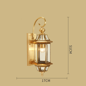 Lámpara de pared de cristal de latón dorado antiguo, lámpara montada de diseño de cobre Vintage, proyecto de hogar de Hotel, jardín, decoración de luz al aire libre - Product Image 4