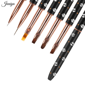 Ensemble de pinceaux à ongles pour nail art, motif crâne style <span class=keywords><strong>Halloween</strong></span>, manche en métal noir, pour peinture de lignes et de rayures, plusieurs tailles - Product Image 5