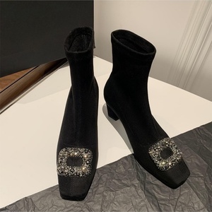 Fashion Women's Heels Boots Shoes Chunky Heel Ankle <b>Booties</b> Daily Elegant High Heel PU Leather Outdoor Short Boots for Ladies - Product Image 3