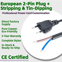 Cordon d'alimentation à deux broches rondes de norme européenne, connecteur en forme de 8, connecteur en forme de D, norme européenne, certifié CE, marque KMD, origine CN