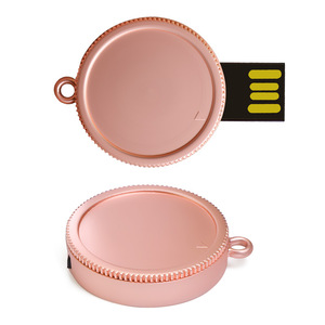 低价金属圆形硬币形u盘，带定制标志 - Product Image 1