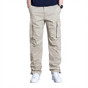 Pantalon cargo décontracté pour homme, taille haute, en toile épaisse, infroissable, respirant, avec poches en élasthanne/coton et braguette zippée - Product Image 6