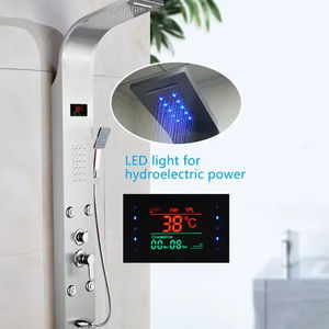 <span class=keywords><strong>Colonne</strong></span> de douche murale FEIDU en acier inoxydable poli avec panneaux de massage à effet pluie en céramique, finition chromée, commande monocommande - Product Image 4