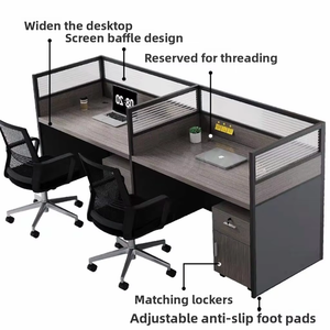 Professional 4 Person Wood Office Cubicle Workstation Modular Staff Desk Drawer Storage Modern Call Center <b>Partition</b> Home/Office - Product Image 5