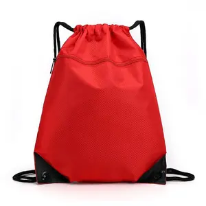 Sac à dos à cordon en nylon sac à cordon de gymnastique personnalisé avec logos sac à dos à cordon en maille de nylon noir