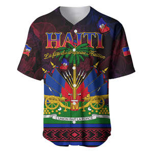 Camiseta de béisbol personalizada del Segundo Imperio de Haití 1849-1859, camiseta de béisbol personalizada con estilo de bandera Anpi an Ayiti para deporte informal - Product Image 6