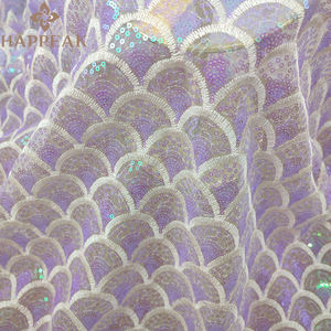 Kain Tulle <span class=keywords><strong>Mesh</strong></span> Bordir Sisik Ikan Payet Berkilau Mewah HAPPEAK untuk Gaun - Product Image 4