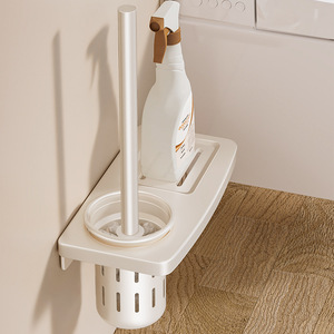 Toilet Brush Holder Wall Mounted Milky White Rectangular Easy To Clean Modern Design - Product Image 1