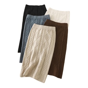 Solid Color Casual Autumn and Winter Wool Knitted <strong>Skirt</strong> Women 2025 New Straight Woolen Hip <strong>Wrap</strong> <strong>Skirt</strong> - Product Image 1