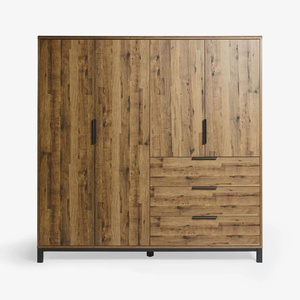 <span class=keywords><strong>Armario</strong></span> Moderno Personalizado <span class=keywords><strong>con</strong></span> 4 Puertas y 3 <span class=keywords><strong>Cajones</strong></span>, Diseño Plano Independiente, Revestimiento de Madera Melamina, <span class=keywords><strong>Armario</strong></span> <span class=keywords><strong>Pequeño</strong></span> de Almacenamiento - Product Image 4