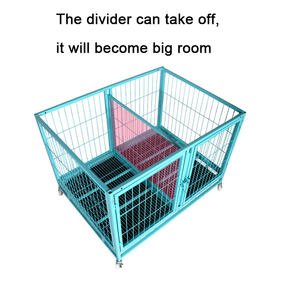 Cage pour chien en métal à double porte avec roulettes, cage pour chien en acier inoxydable, vente chaude du fabricant - Product Image 4