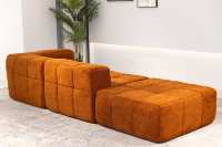 Canapé modulaire sectionnel en tissu Teddy matelassé à grille, avec chaise longue, compressé sous vide