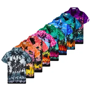 Yingling Sublimation Factory OEM Funky Hawaii Shirts Custom Casual Men Front Pocket Hawaiian T Shirt Sublimation
