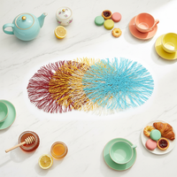 Set de Table Rond Tissé en PP Plastique Écologique de Haute Qualité, Personnalisé, Vente en Gros, 4 Pièces, pour Restaurant