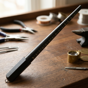 Jauge à anneaux en plastique noir, double système US 1-15 et britannique A-Z 1-6, outil de mesure de précision pour bijoutiers et la fabrication de bijoux | GS 919A - Product Image 2