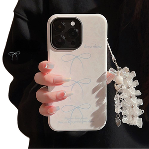 Étui de téléphone TPU tendance et élégant <span class=keywords><strong>G</strong></span>-Gertrudes pour iPhone 17 Air 16, <span class=keywords><strong>protection</strong></span> 360°, coque arrière mate, Filin Ballet Blue Bowknot, coque rigide - Product Image 1