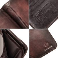 Portefeuille Homme Simple avec Doublure, Pliant, Logo, pour Billets, Décontracté, Voyage, Classique, Véritable Cuir de Luxe, Souple