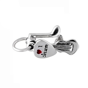 Pendentif Breloque 'J'aime la <span class=keywords><strong>Musique</strong></span>' <span class=keywords><strong>Violon</strong></span> Note de <span class=keywords><strong>Musique</strong></span> Médiator de Guitare 3-en-1 en Alliage de Zinc Plaqué Argent pour Bracelet Collier Perle DIY Thème Musical - Product Image 4